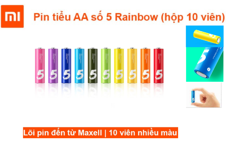 Hộp 10 pin tiểu AAA số 7, AA số 5 Xiaomi Rainbow