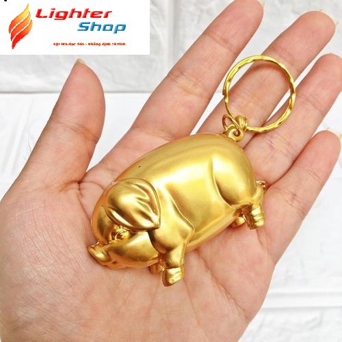 Hột Quẹt Bật Lửa Gas Móc Khóa Con Heo Vàng