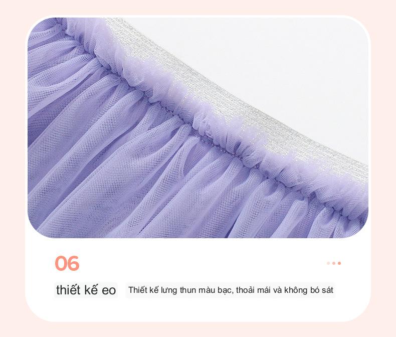Chân váy Little Maven bé gái tím lưới