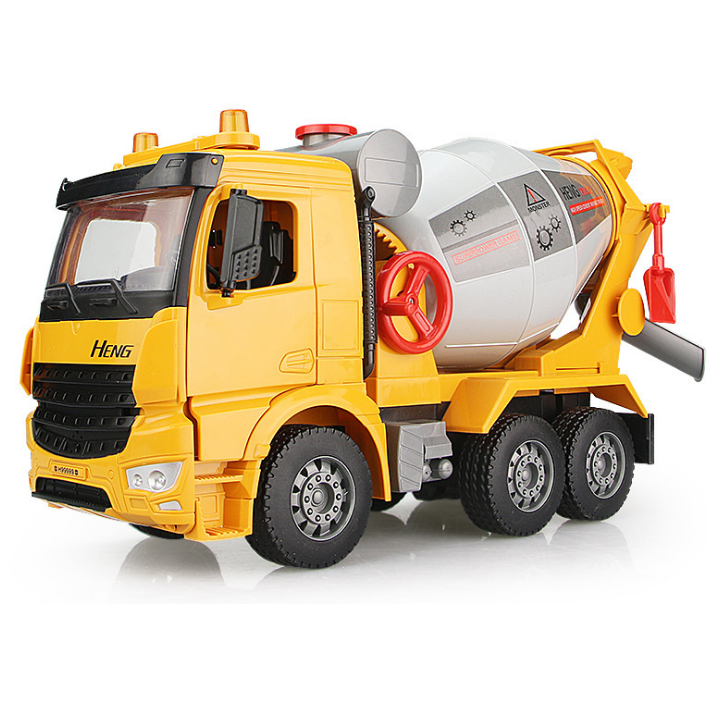 Mô hình xe trộn bê tông tỉ lệ 1:18 có nhạc và đèn -  Đồ chơi trẻ em cỡ lớn xe chạy đà 6 bánh