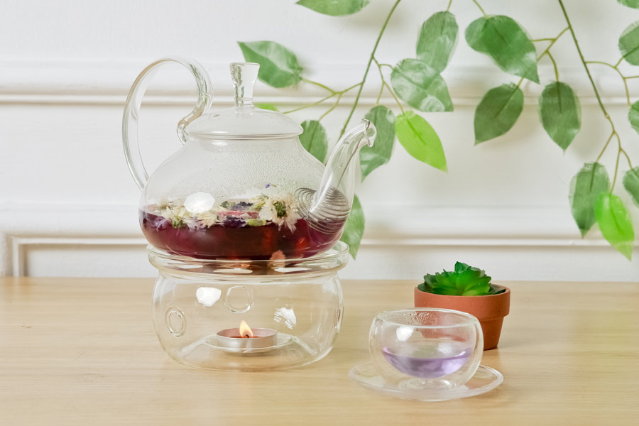 Bộ Ấm Pha Trà Thuỷ TInh Vòi Rồng 600ml
