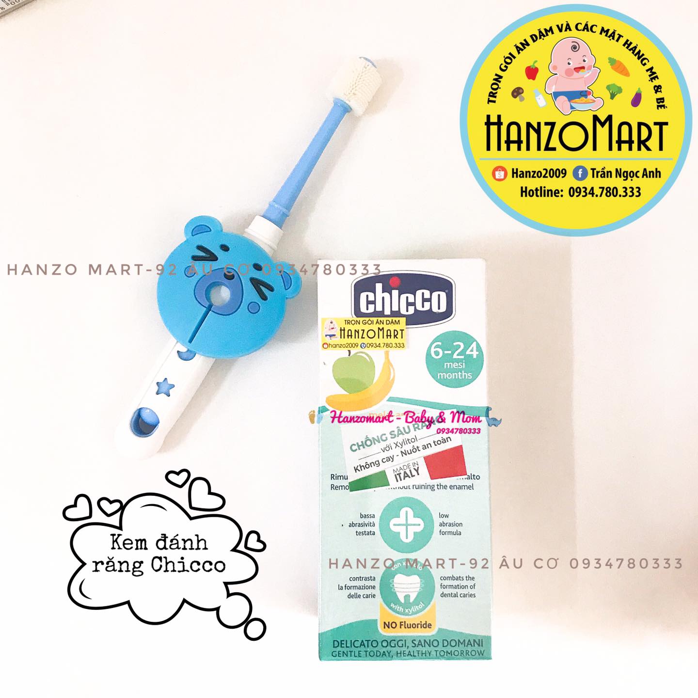 Kem đánh răng cho bé nuốt được Chicco từ 6m+