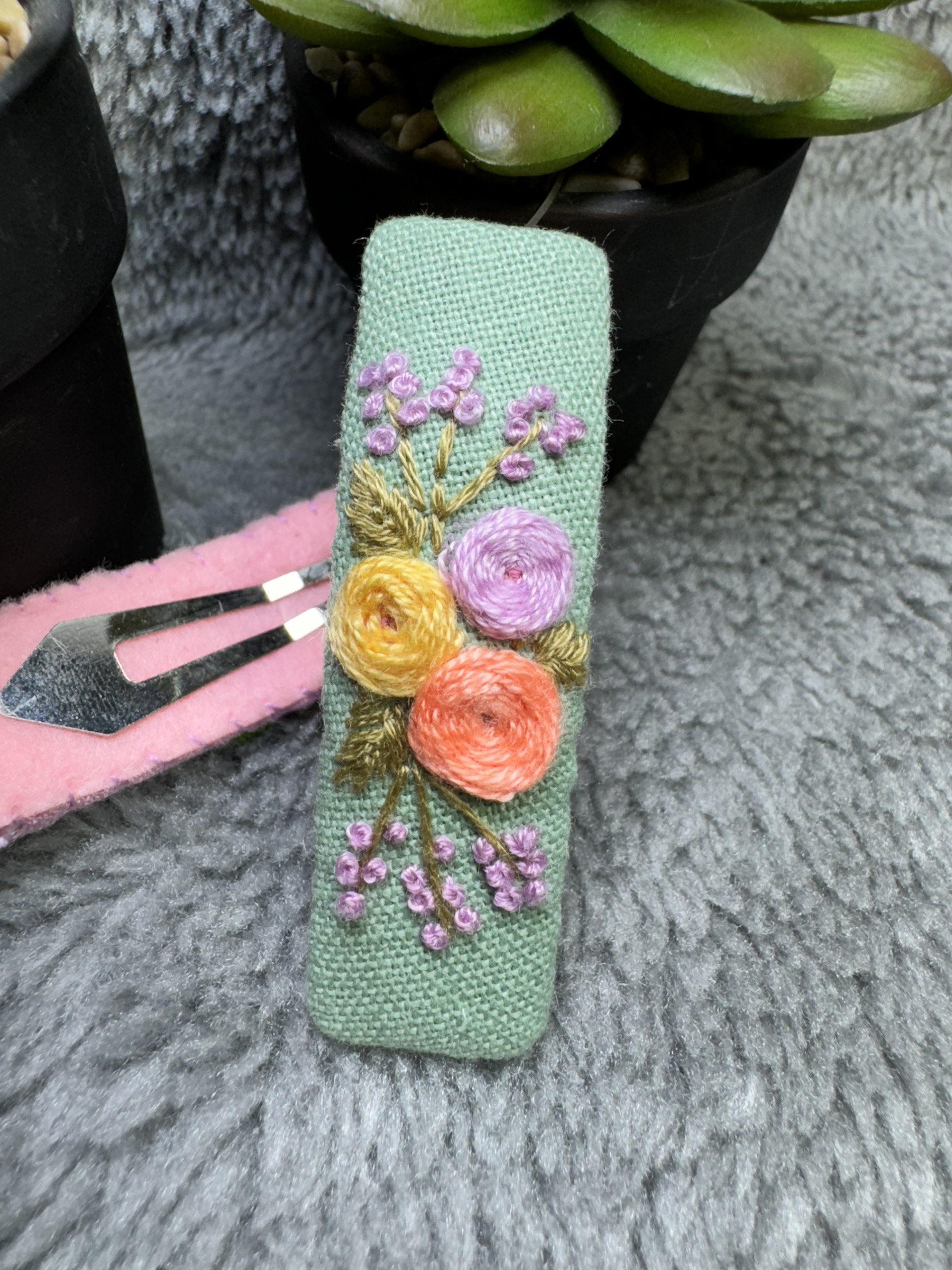 Kẹp Tóc ( Cặp Tóc bẻ ) Thêu Tay cao cấp 7cm Handmade