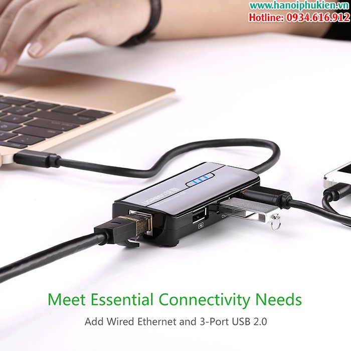 Cáp USB 3.1 Type C to Lan và 3 cổng USB 2.0 Ugreen UG-30289