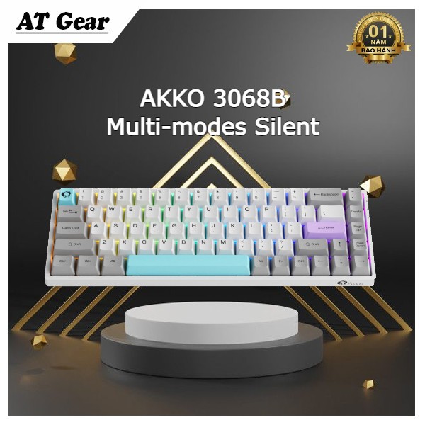 Bàn phím cơ AKKO 3068B Multi-modes Silent (Bluetooth 5.0 / Wireless 2.4Ghz / Hotswap / Foam tiêu âm / AKKO CS Jelly sw)