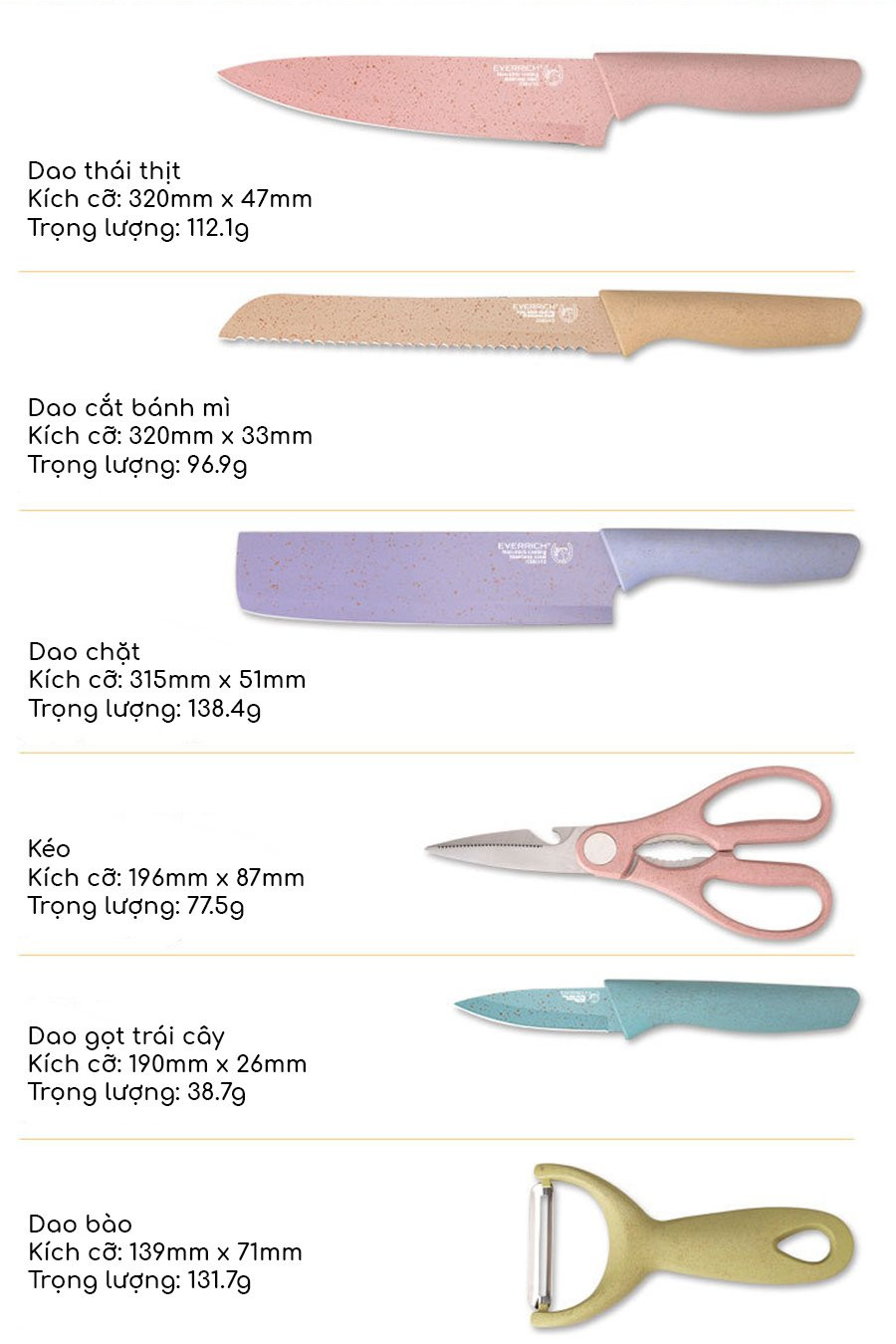 Bộ dụng cụ làm bếp lúa mạch 6 món Kitchen sang trọng