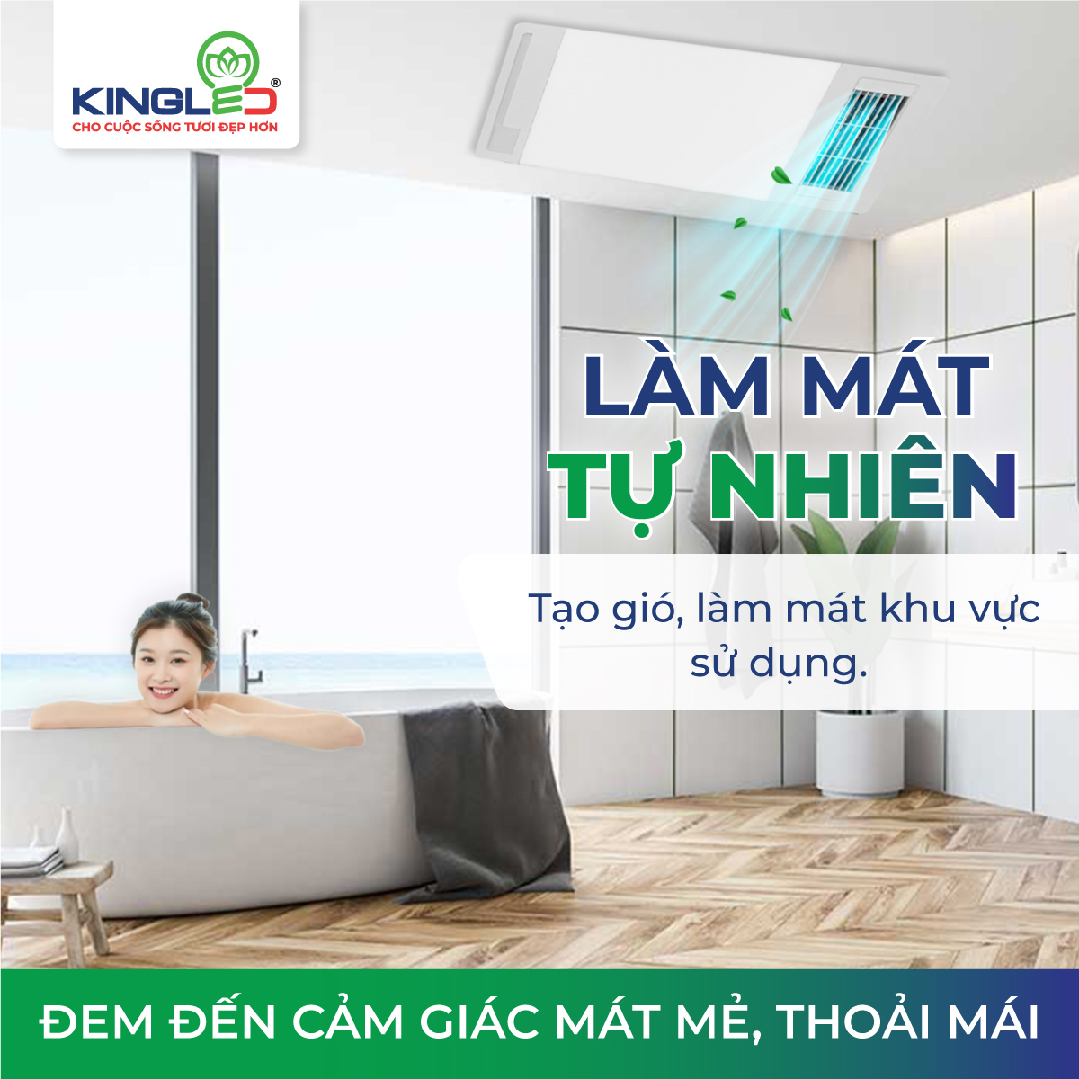 Quạt Sưởi Điều Hòa Âm Trần (Thông Gió, Sưởi Ấm, Làm Mát, Chiếu Sáng) - KINGLED