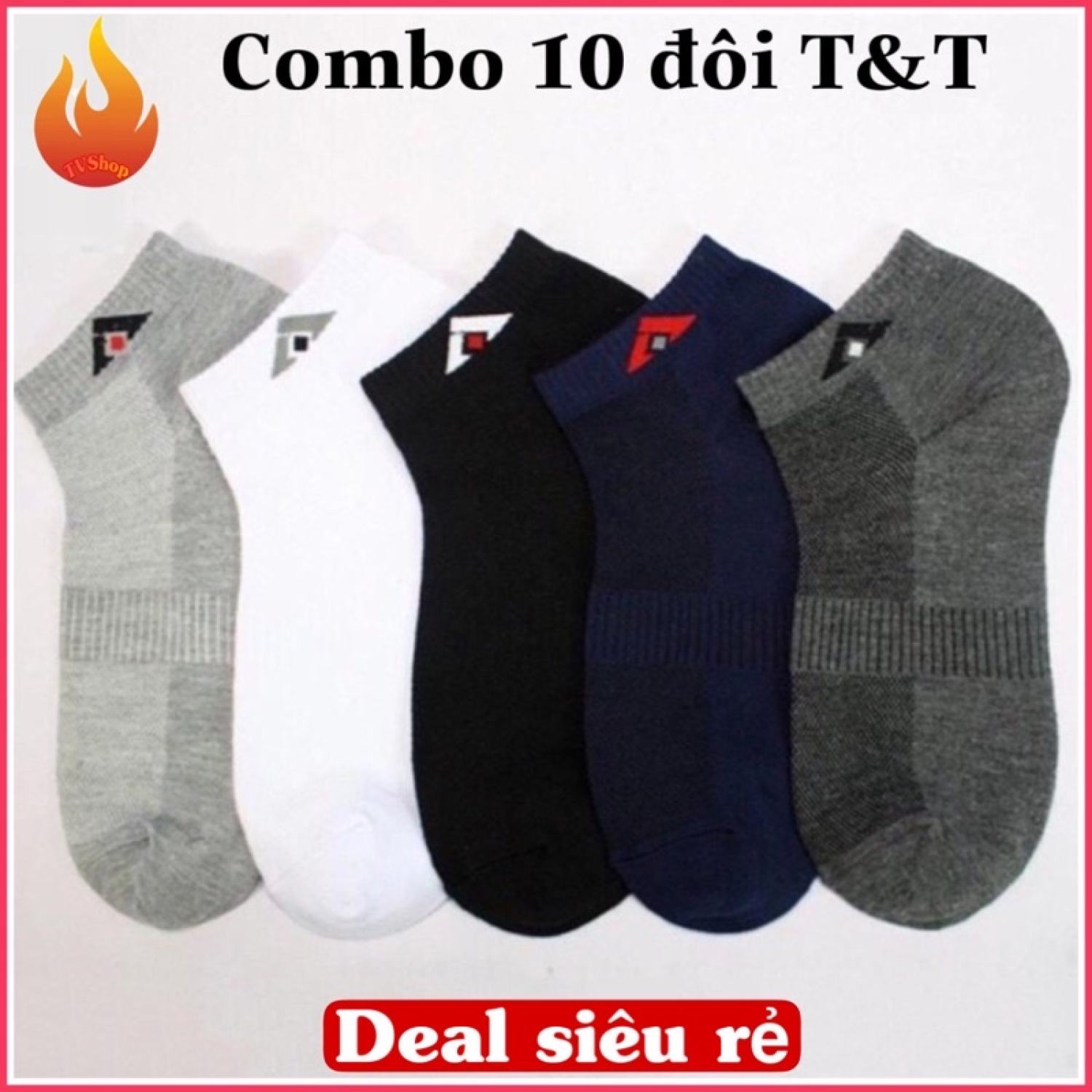 [Combo 5 đôi] tất (vớ) nam cổ ngắn T&T hàng Việt Nam chất đẹp, công nghệ Nano khử mùi hôi chân ( nhiều màu) Kim Yến Mẹ Và Bé