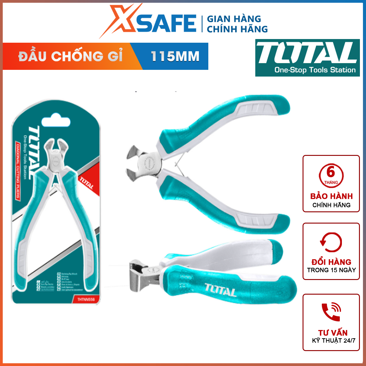 Kềm cắt đứt mini total thtmn556 | kìm cắt đứt kích thước 4,5/ 115mm, thép cr-v, tay cầm cách điện,bọc cao su chống trơn, bấm,cắt dây điện
