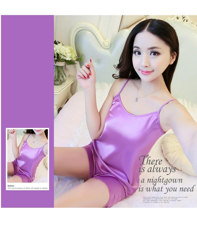 Bộ Đồ Ngủ Vải Lụa Trơn Bóng Đủ Size YAME DN018T Màu Tím