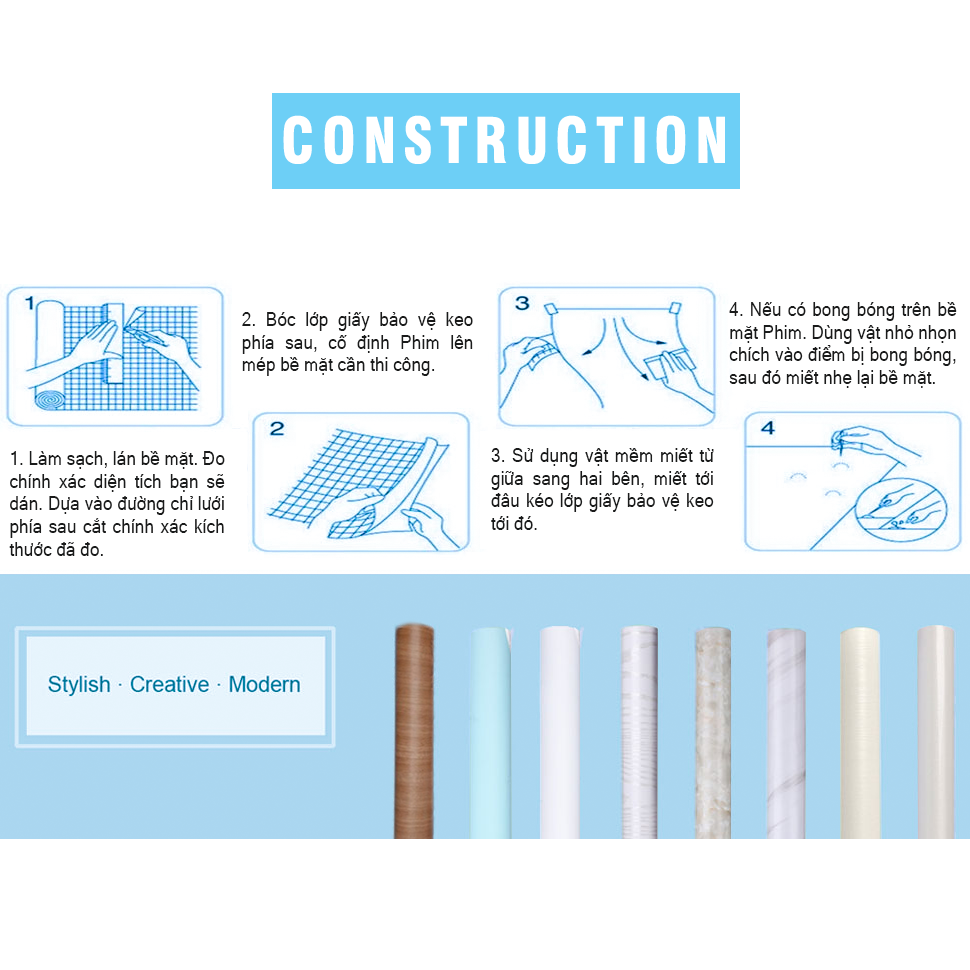 Giấy Dán Tường Hàn Quốc Chống Nước, Chất Liệu PVC (Phim Dán Nội Thất) - TG403 SOLID