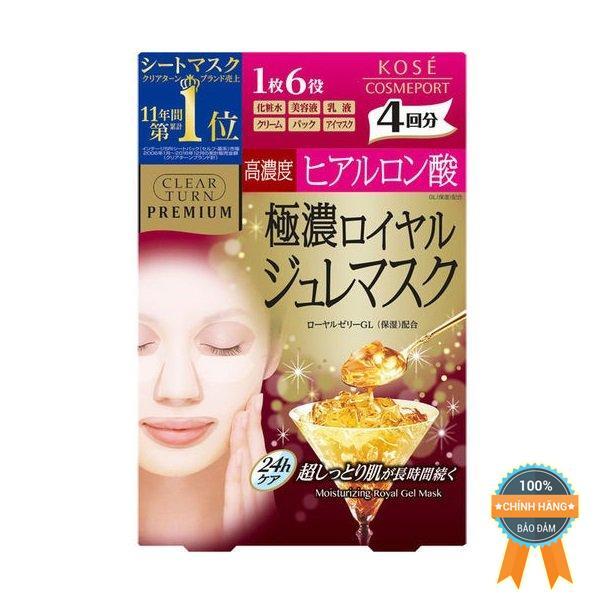 Mặt Nạ Sữa Ong Chúa Kosé Clear Turn Premium Royal Jelly Mask Hyaluronic Acid - 4 miếng