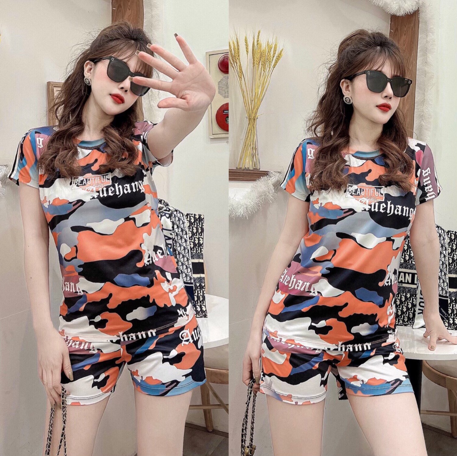 SET BỘ THUN SHORT PHỐI LÍNH RẰN RI