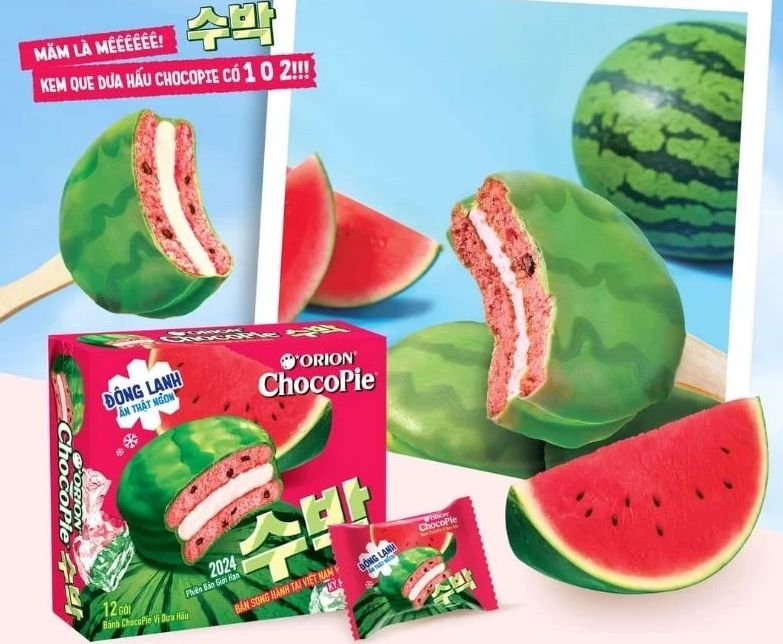 Bánh Choco Pie Orion Vị Dưa Hấu (Hộp 12 cái)