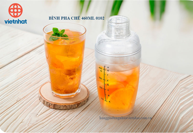 Bình lắc Shaker pha chế nhựa chia vạch đen 320ml-460ml-600ml Việt Nhật