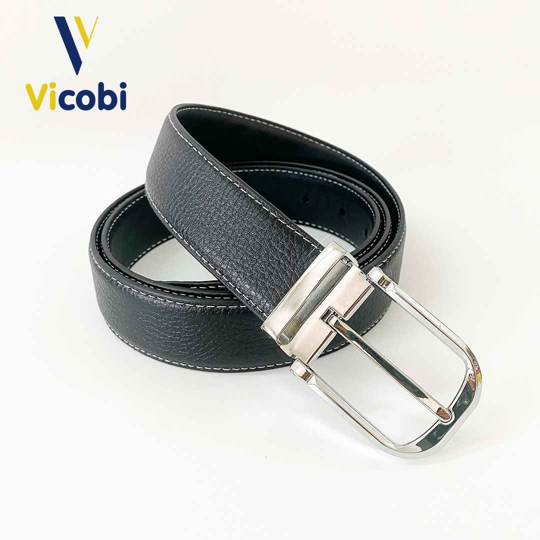 Male cowhide belt male belt buckle key metal Vicobi, belt TLB1 wrench silver rustless ultra durable, matching pants fabric, made in Viet Nam