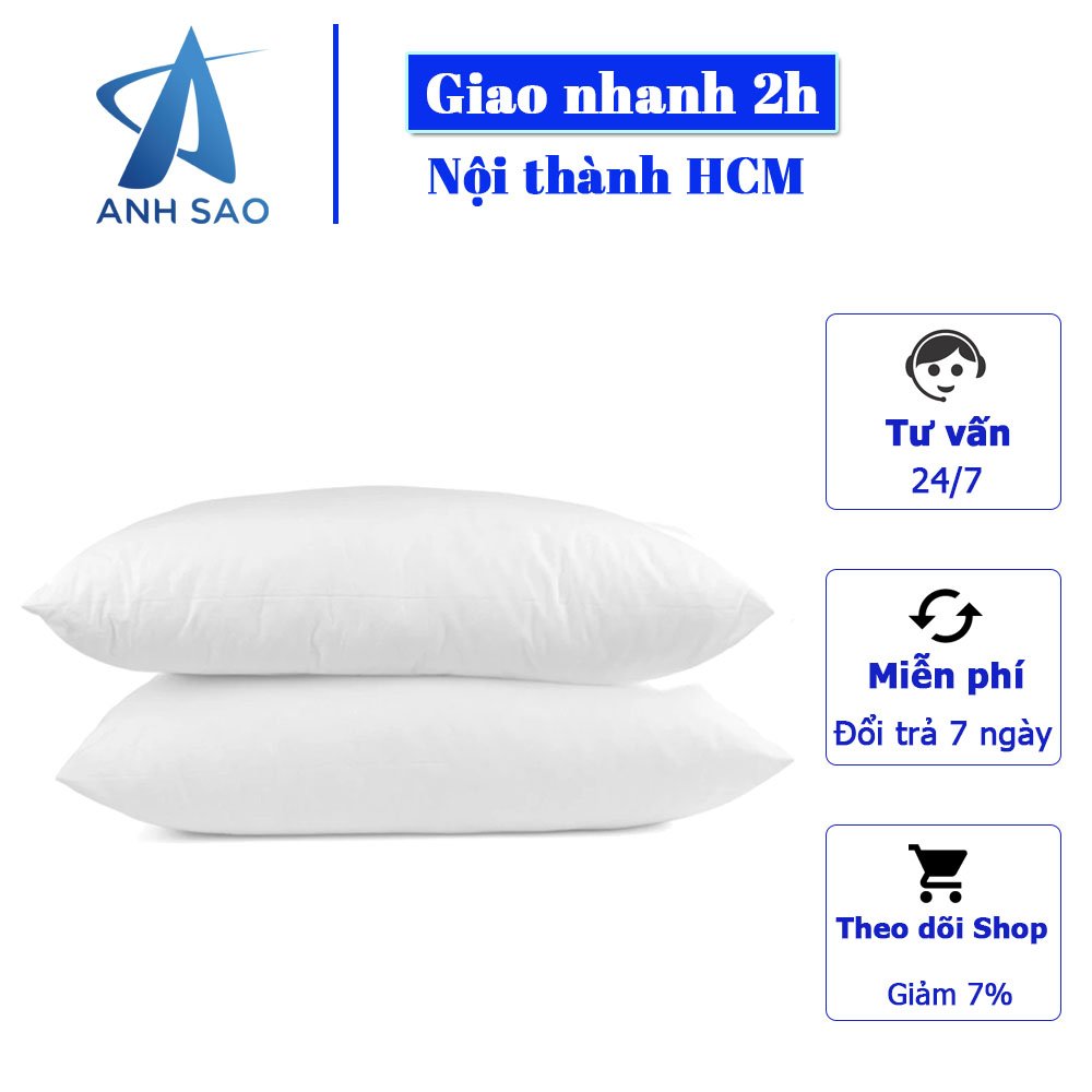 [BỘ 2 GỐI GÒN] Cặp Gối Hơi cao  40x60cm - Ruột gối Gòn bông nhân tạo - Giúp giấc ngủ êm ái