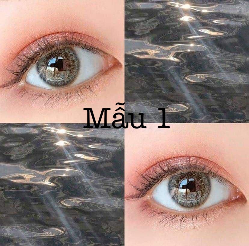 8 mẫu lens (kính áp tròng) xám tây tự nhiên giãn vừa hot nhât năm 2021 hsd 1 năm tặng kèm khây đựng