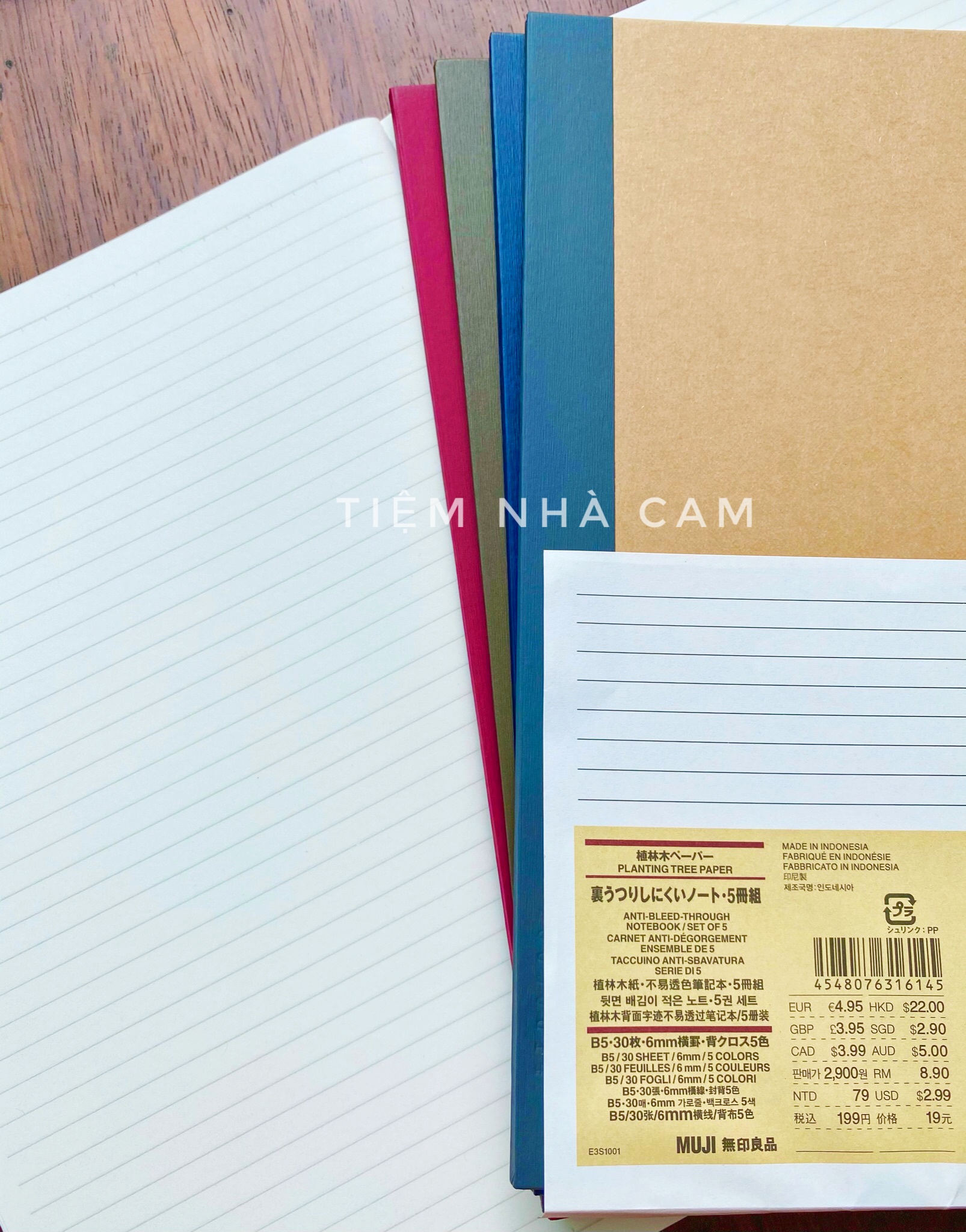 SET SỔ 5 CUỐN B5 30TỜ (60TRANG) MUJI