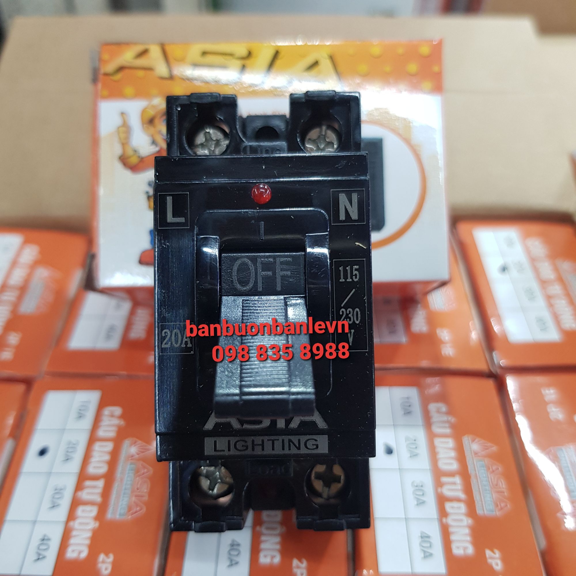 Cầu dao tự động  aptomat 2P1E  ASIA