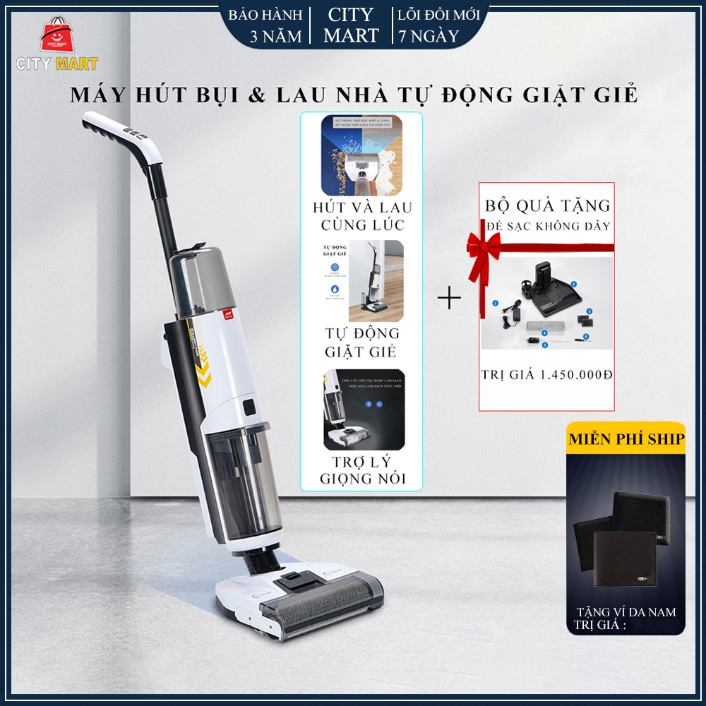 Máy hút bụi lau nhà cầm tay Máy hút bụi ướt và khô Baijia 2in1 tự động giặt rẻ lau làm sạch nhiều bề măt. Bảo hành 2 năm