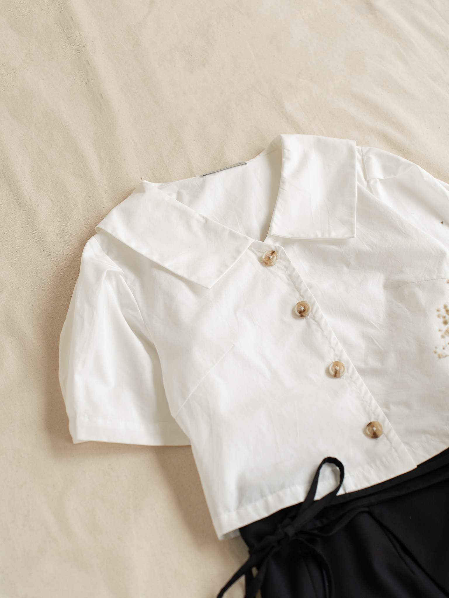 Sơ Mi Croptop Cổ Sen Nhọn Madelen