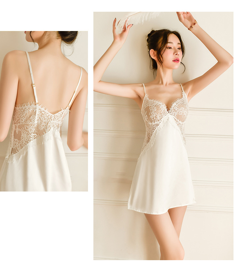 Váy Ngủ Lụa 2 Dây Phối Ren Cúp Ngực