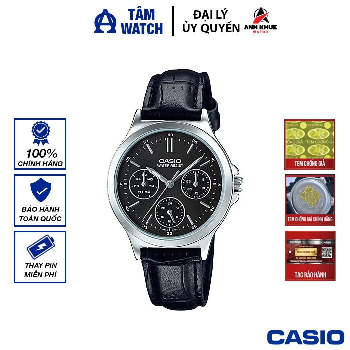 Đồng hồ nữ dây da Casio Standard chính hãng Anh Khuê LTP-V300L-1AUDF (33mm)