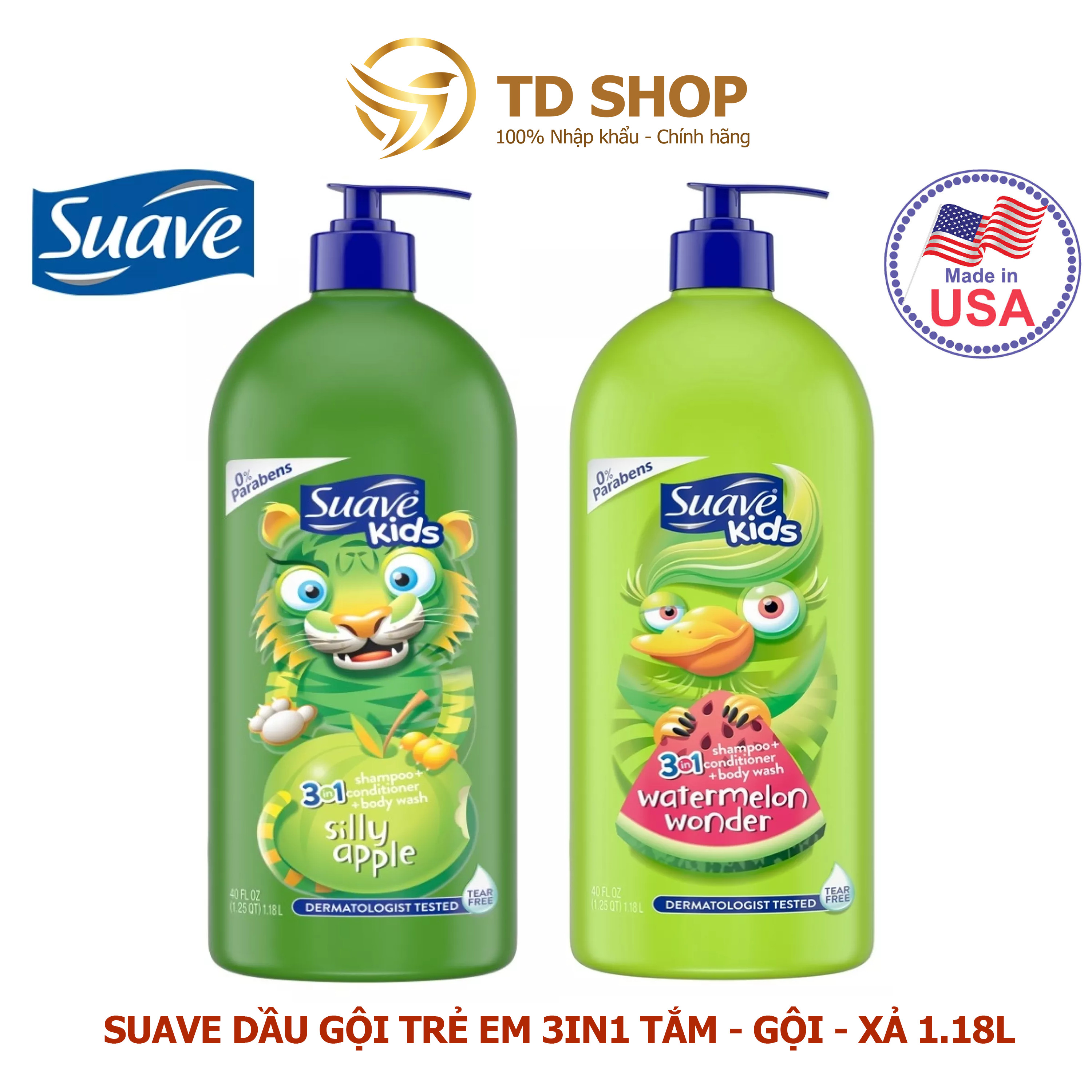NK Mỹ Sữa Tắm Gội Xả 3 In 1 Suave Kids 1.18L Với 2 Mùi Trái Cây - TD Shop