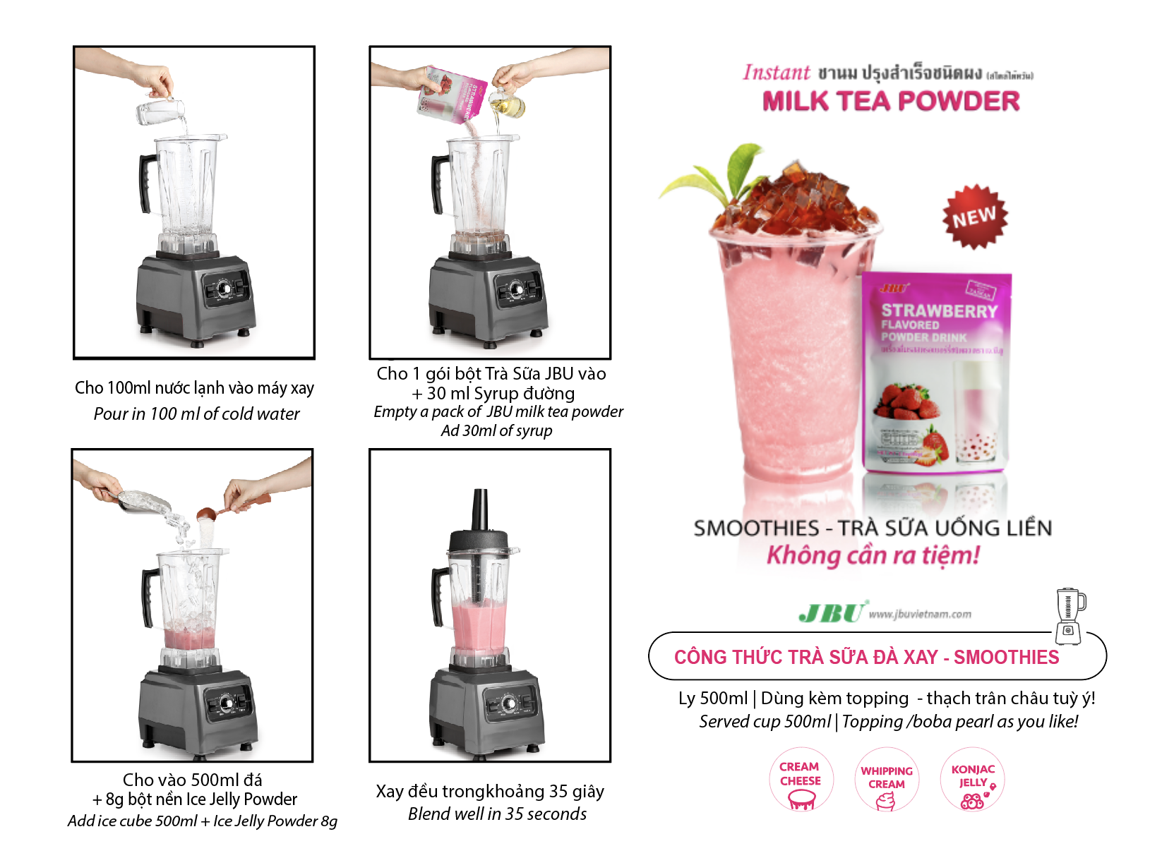 BỘT TRÀ SỮA PHA SẴN - BỘT TRÀ SỮA UỐNG LIỀN JBU VỊ CHOCOLATE