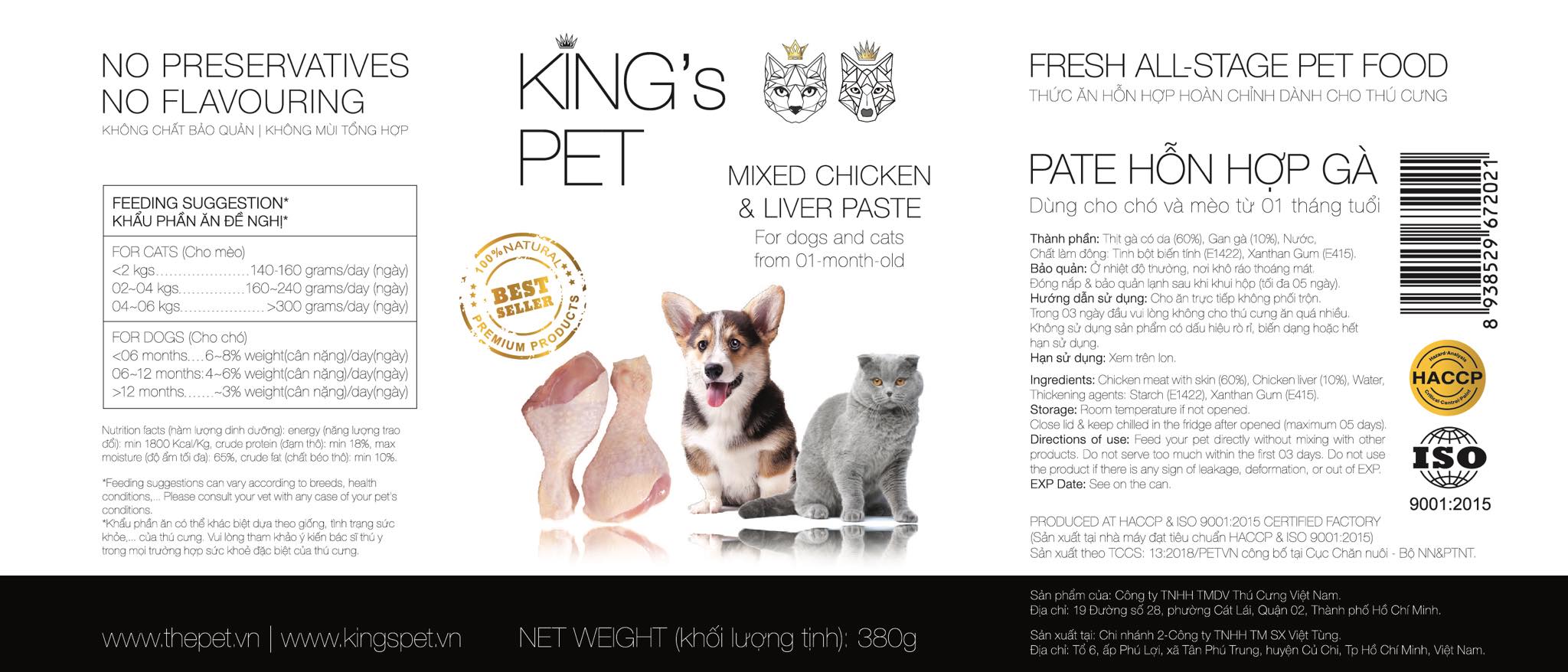 Pate King Pet Cho Chó Mèo (Lon 380g)