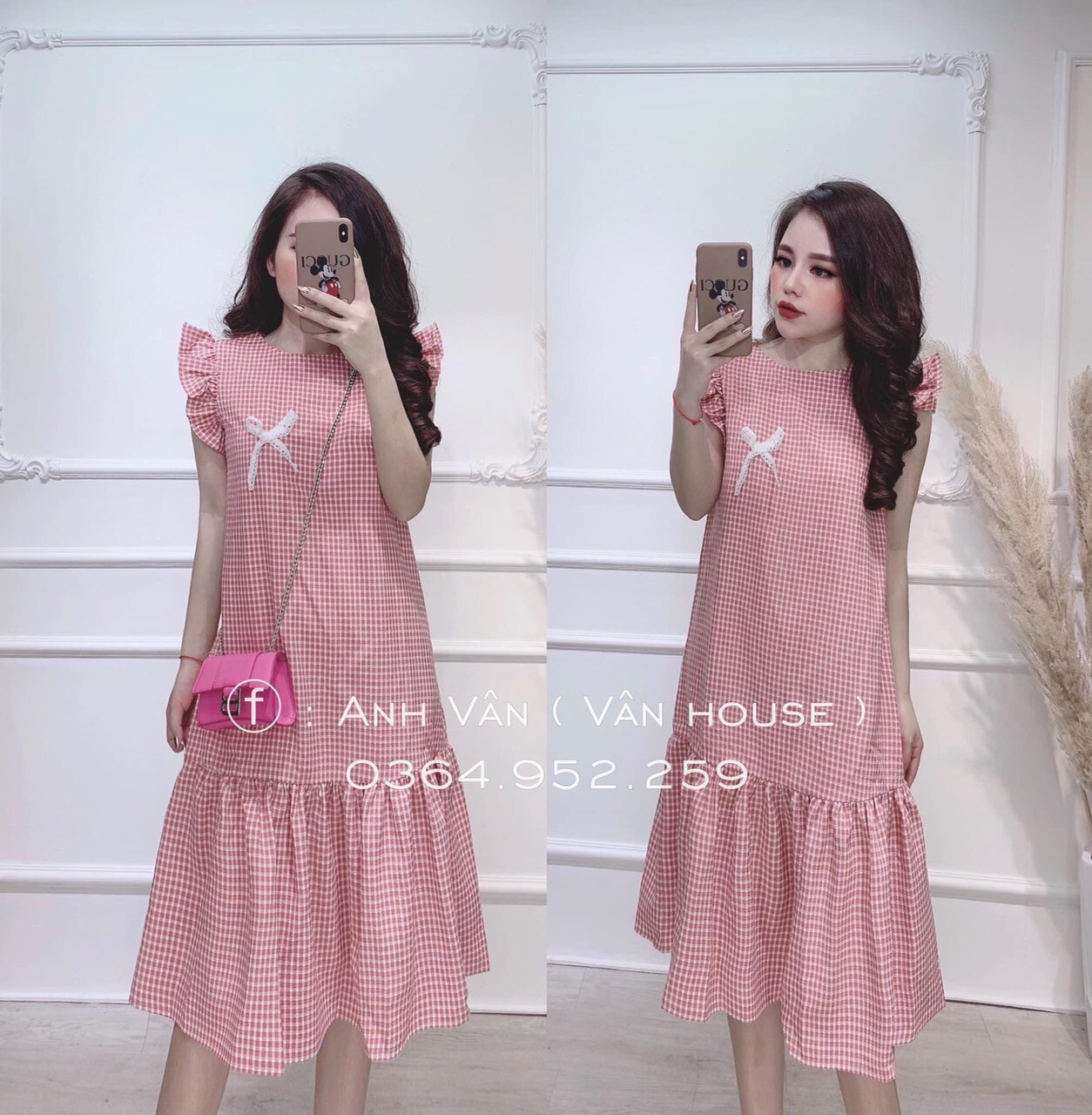 Đầm Suông Đũi - Váy Xuông Thiết Kế Cổ V Tay Bồng Dáng Ngắn Mặc Bầu Xinh Freesize Bigsize