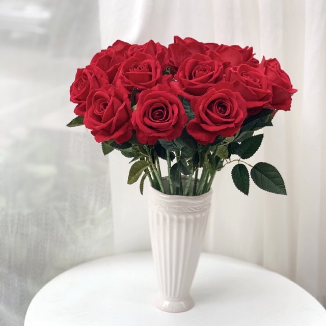 Cành hoa hồng nhung 1 bông cao cấp (50cm)