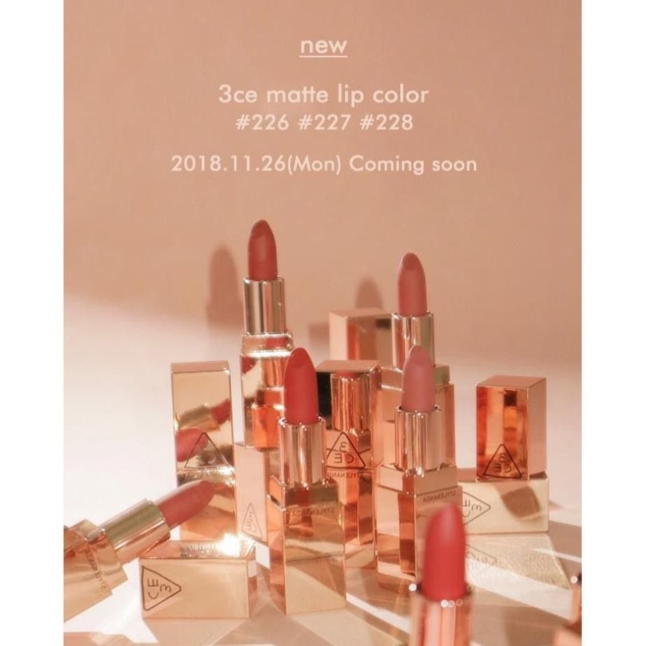 Son Thỏi Lì 3.C.E Tone Cam Hồng Đất (Brunch Time #226) Mattle Lip Color