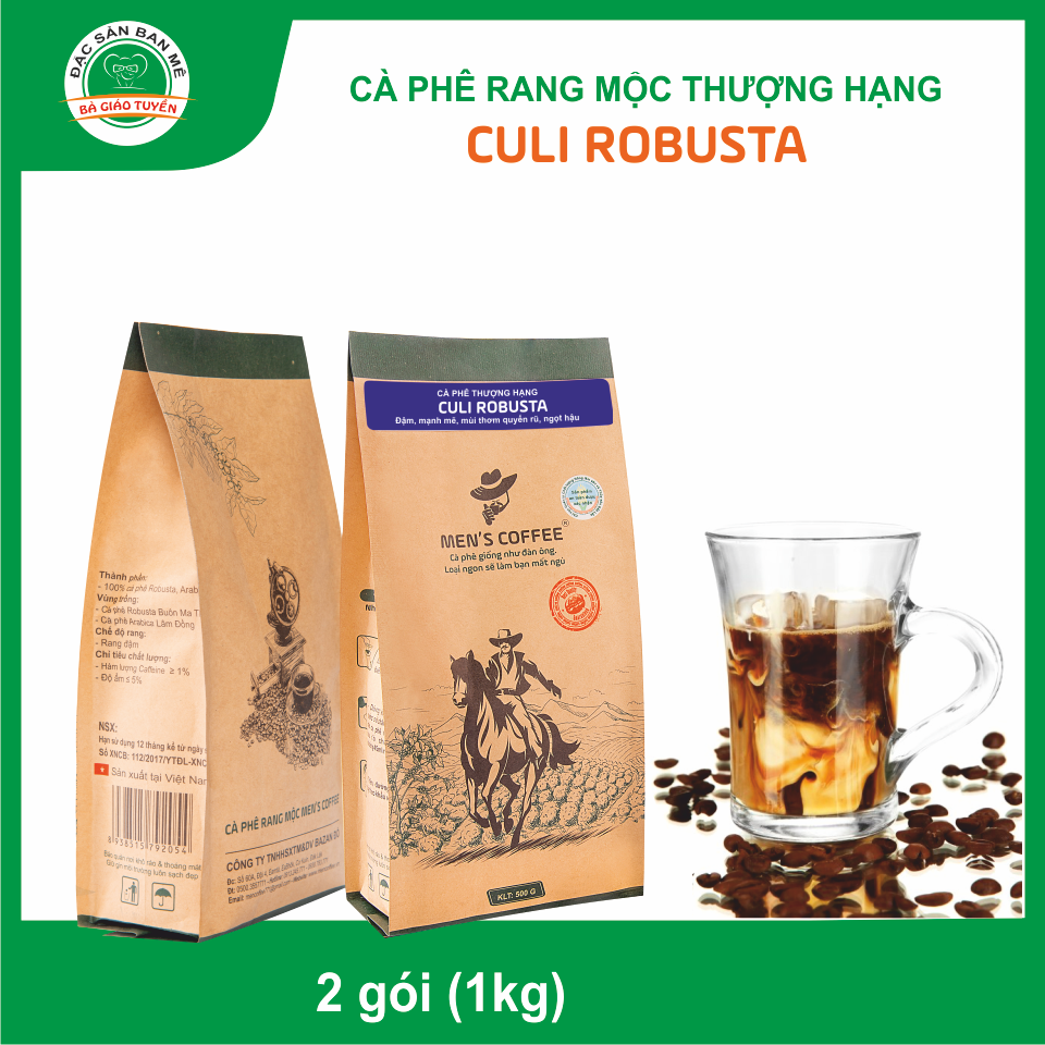 1kg Cà Phê Men s Coffee Dòng CULI ROBUSTA Thượng Hạng Vị Đậm Đà, Đắng Mạnh
