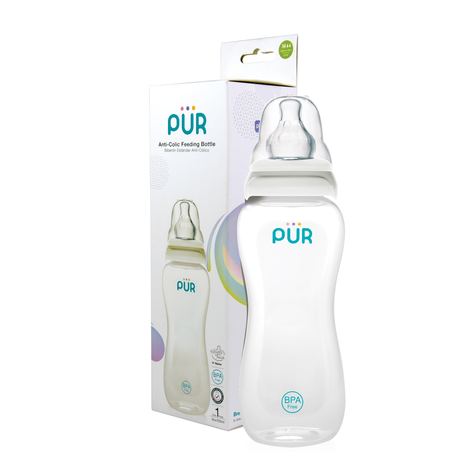 Combo bình sữa cổ thường Comfort Feeder 250ml + vỉ 2 núm size L