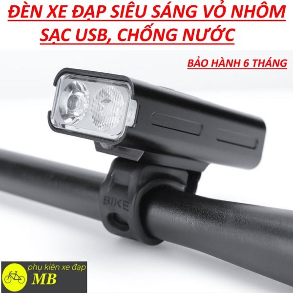 đèn xe đạp thể thao siêu sáng 2 mắt led T6 vỏ nhôm DP02 chống nước pin sạc usb tặng kèm dây sạc