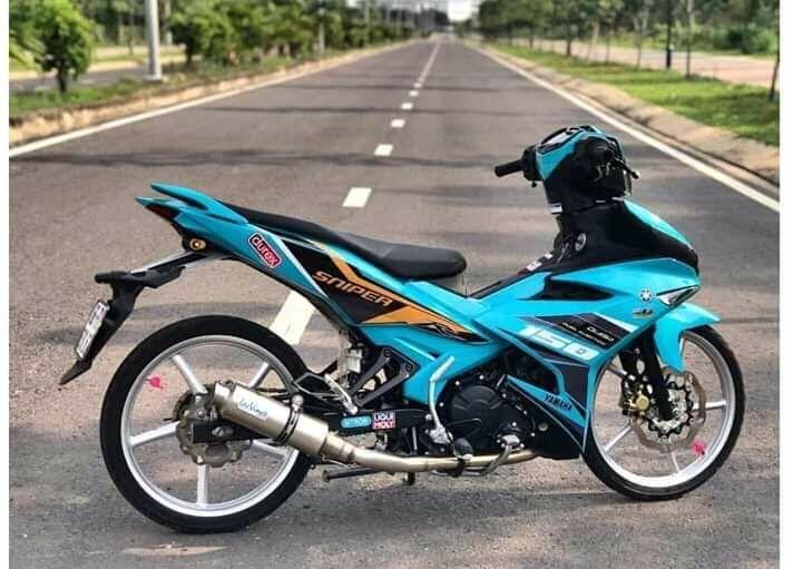 Tem trùm xe exciter 150 xanh logo s.n.i.p.e.r - tem dán xe máy exciter150  theo yêu cầu - Tem xe exciter 150 rẻ và đẹp