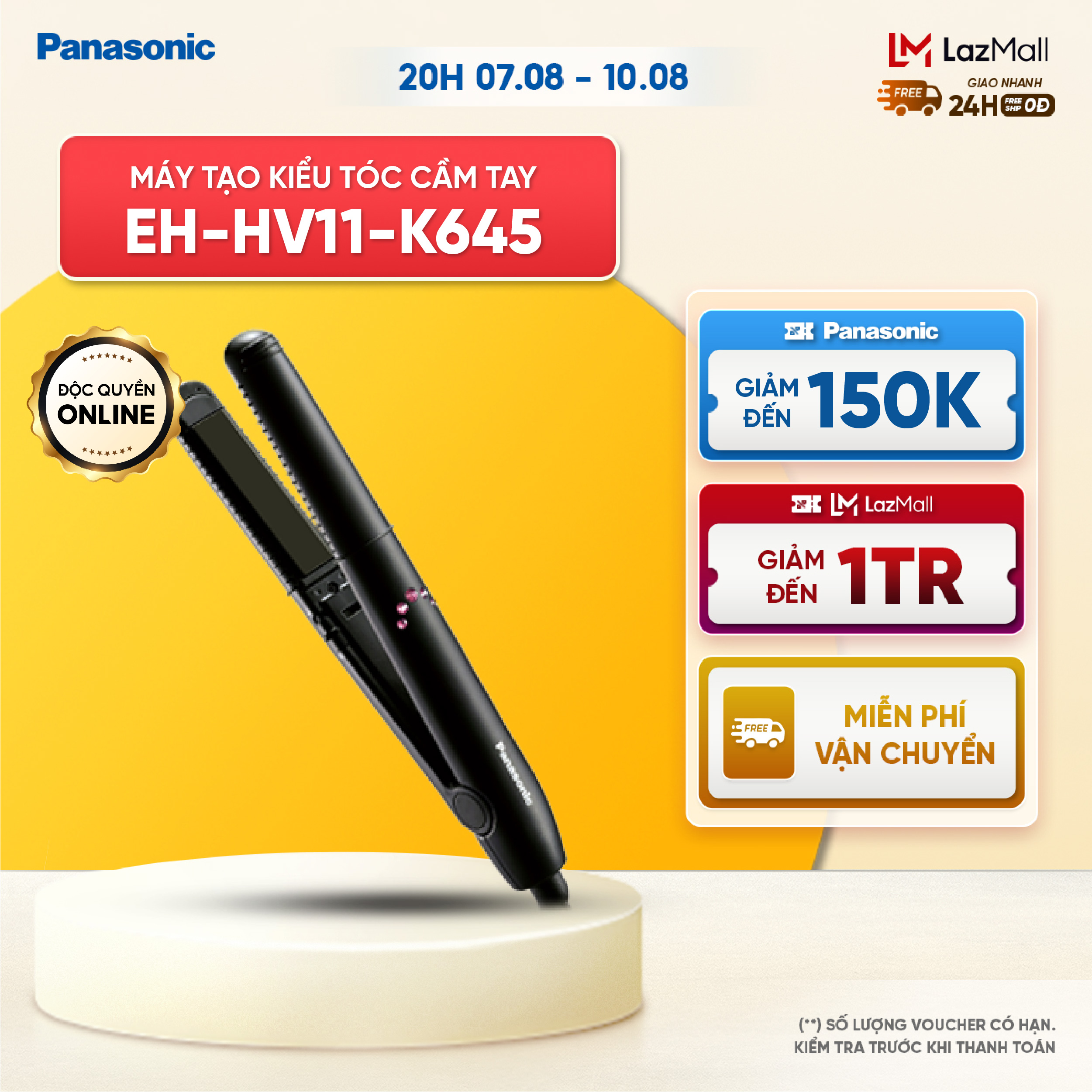 Máy Tạo Kiểu Tóc Cầm Tay Panasonic EH-HV11-K645 - Tạo Kiểu Nhanh Chóng Đa Dạng - Có Nắp Bảo Vệ - Thiết Kế Nhỏ Gọn Tiện Lợi - Bảo Hành Chính Hãng 12 tháng