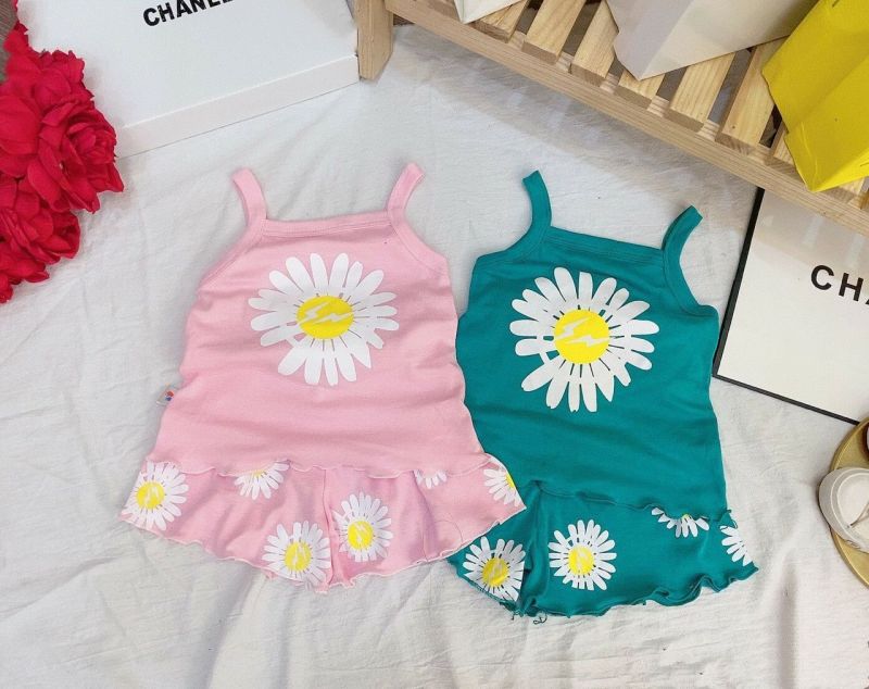 Nơi bán Sét 3 bộ thun cotton hoa cúc đẹp cho bé gái size 3kg đến 25kg(Giao ngẫu nhiên như hình)