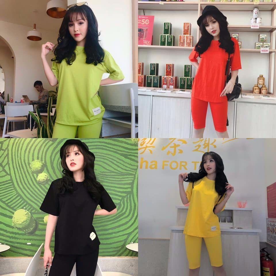 Đồ bộ thể thao nữ tay lỡ thun cotton