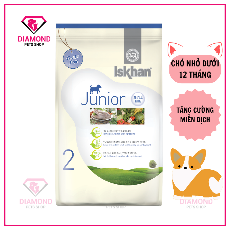 [1,2 kg] Thức ăn hạt ISKHAN JUNIOR dành cho chó nhỏ túi 1,2kg