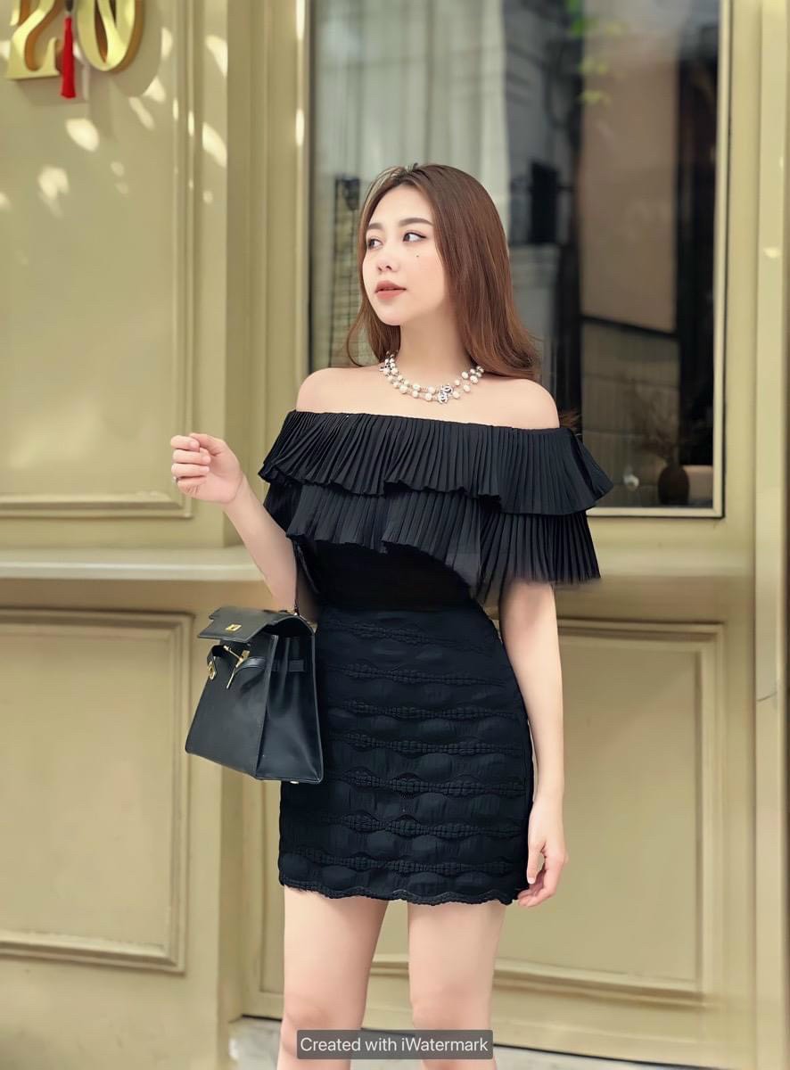 [Mẩu Mới] Đầm Xốp Phồng Cúp Ngực(Có Mút Ngực) Phối Bèo Dập Ly Hot Hit