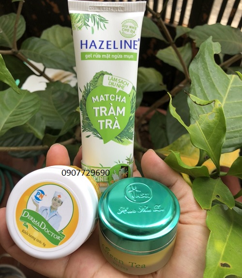 combo bộ 3 kem dermadoctor + trà xanh + hazeline