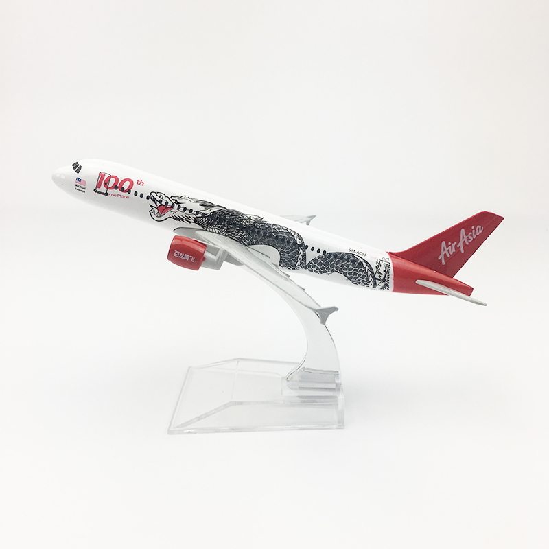 Mô hình máy bay tĩnh A320 Air Asia 16cm (Logo kỉ niệm 100 năm) + đế trưng bày