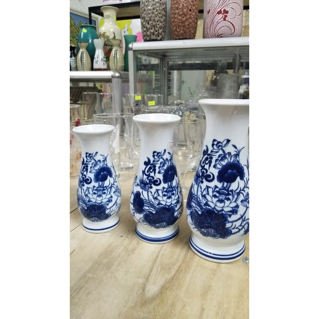 Lọ Hoa Thờ Men Lam Bát Tráng Hoạ Tiết Long Phụng