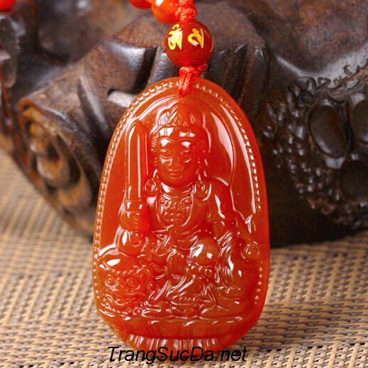 Phật Bản Mệnh 12 con giáp đá mã não đỏ tự nhiên - Diệp Linh