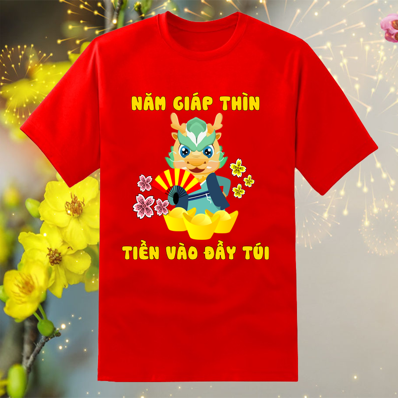 Áo thun tết 2024, áo thun năm con rồng giáp thìn, áo thun tết 2024 giáp thìn năm con rổng cho gia đình, áo thun tết cho bé trai bé gái dễ thương 2024, vài dày mịn in cao cấp với 145 mẫu áo thiết kế