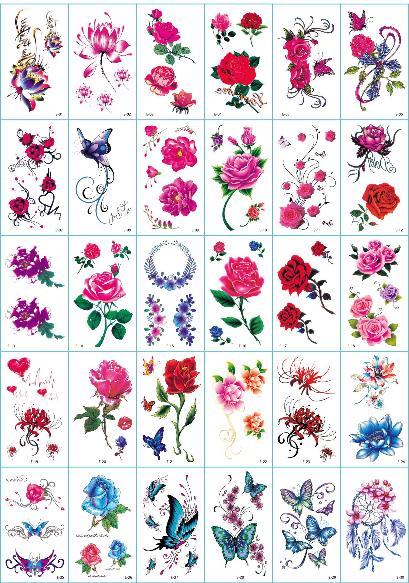 Miếng Dán Hình Xăm Nước Dán Tatoo Tạm Thời (Set 30 Miếng)