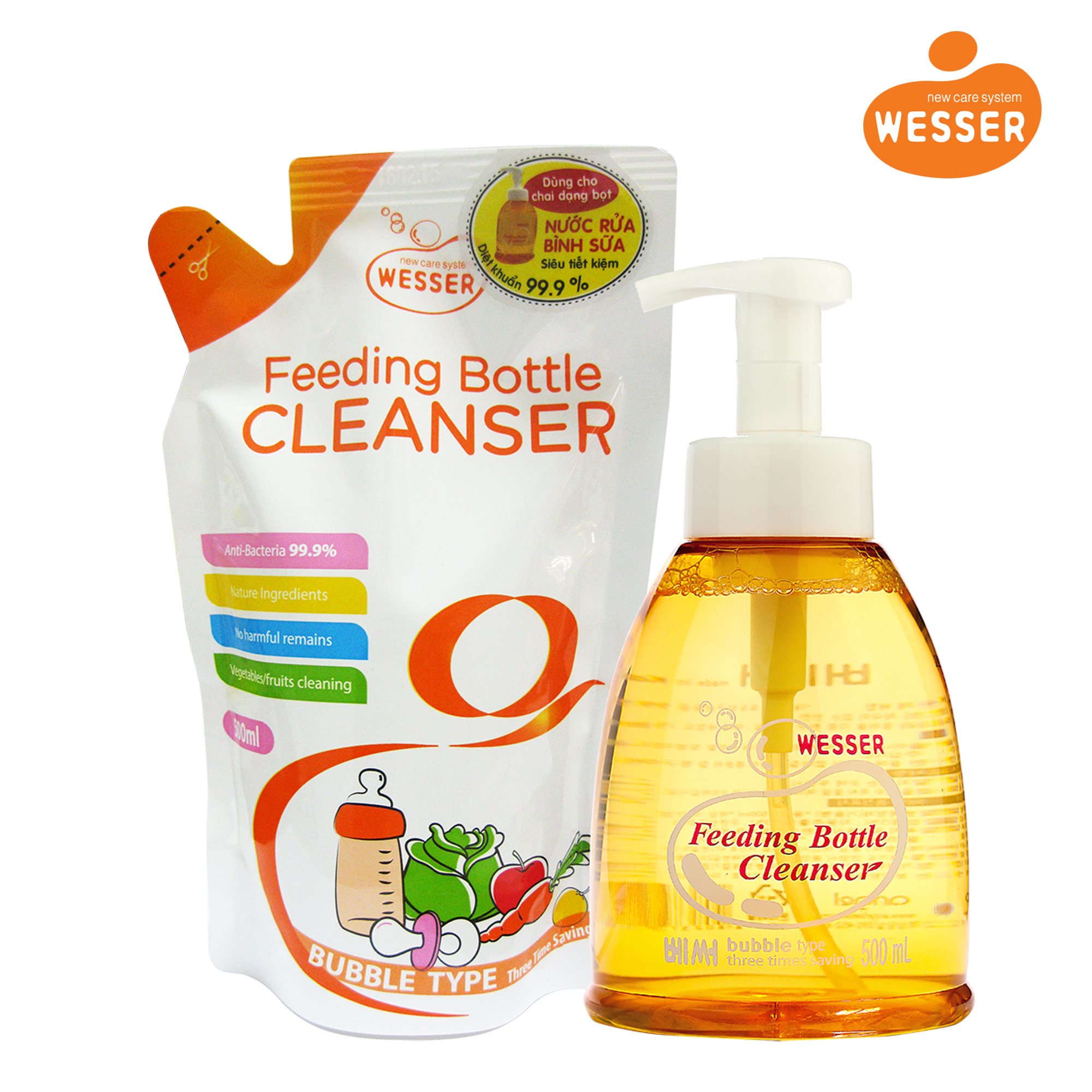Nước rửa bình sữa Wesser dạng túi 500ml (Nhập khẩu)